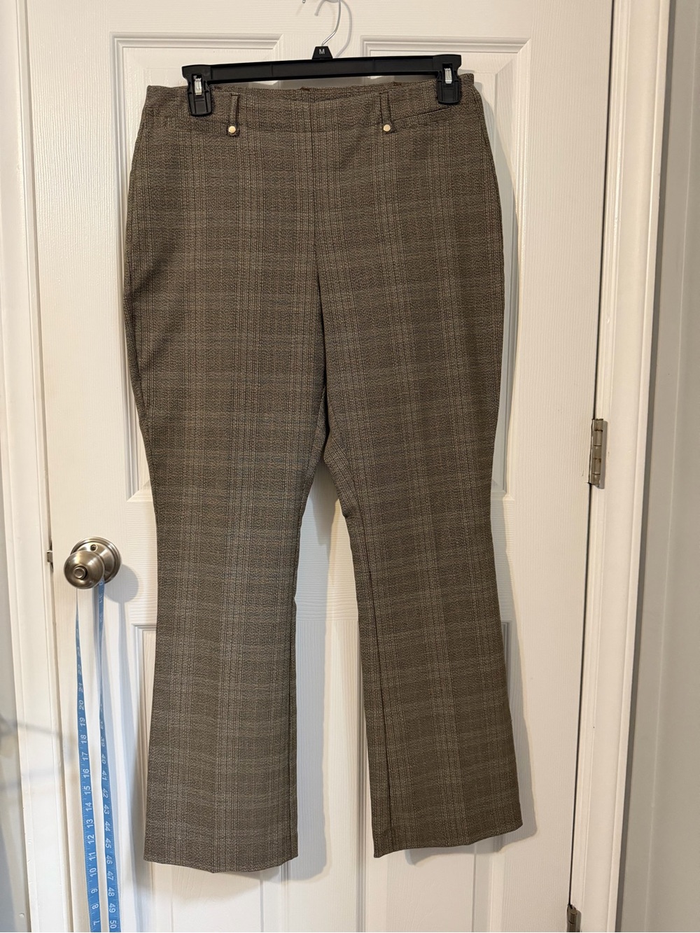 Zac & Rachel plaid pull on ponte straight leg pants